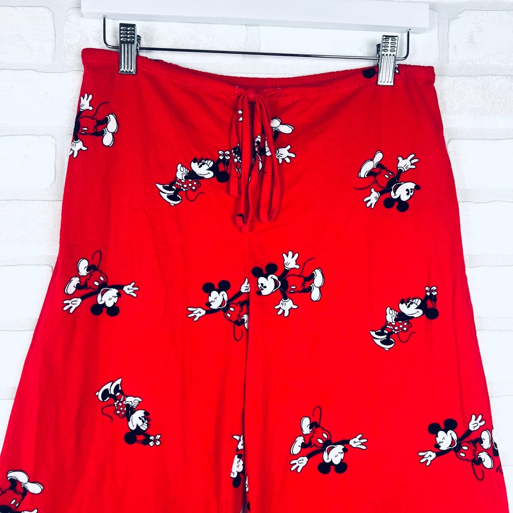 Disney Mickey Minnie Mouse Pajama Pants Womens Medium Red Wide Leg Sleepwear - Picture 3 of 14